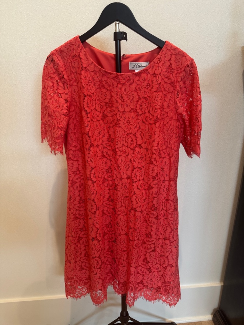 Coral Lace Midi Dress